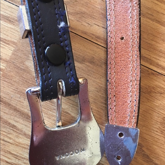 P. Nocona belt blk silver Aztec buckle - Picture 9 of 9